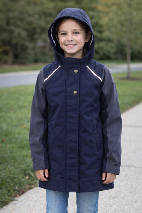 Ivivva Girl by Lululemon 🍋 Rock in the Rain Jacket raincoat navy size 8 - Picture 2 of 6